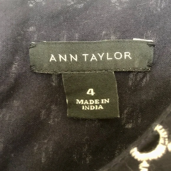Sz4 Elegant Ann Taylor Navy and White Sleeveless Dress - Picture 9 of 9